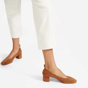 Everlane Day Heel Cognac Suede Pumps Size 9.5 VGUC